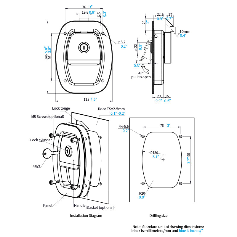 MS858A-1 Truck Tool Box Lock Replacement for RV Trailer T-Handle