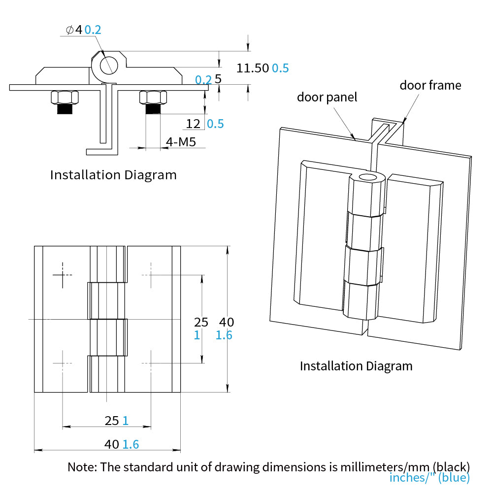 Door Hinge Cabinet Hinge Flat Bifold for Doors Hardware Marine grade Heavy Duty JL233F