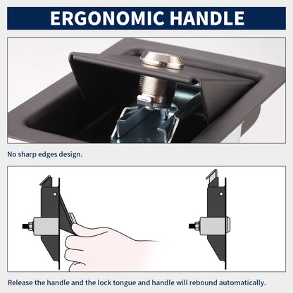Loclink Black Truck Tool Box Latch Replacement, Flush Mount Paddle Lock, Pull Handle Lock for Trailer Pickup RV Electrical Cabinet MS866-3