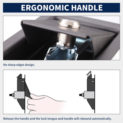 Loclink Black Truck Tool Box Latch Replacement, Flush Mount Paddle Lock Samll Size, Pull Handle Lock for Outdoor Trailer Pickup RV Storage Organizer Electrical Cabinet MS866-4