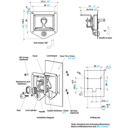 Loclink Truck Tool Box Lock Replacement for RV Trailer T-Handle MS858-7