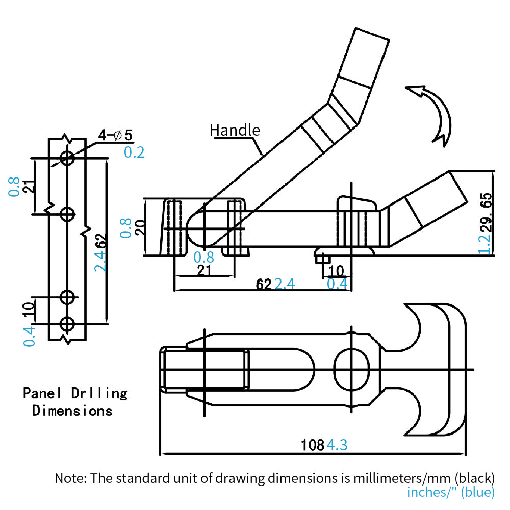 Black Toggle Lock Catch Clamp Clip Drawer Hasp Clasp Duck Billed Buckles for Toolbox, Trunk, Case and Chest DK610