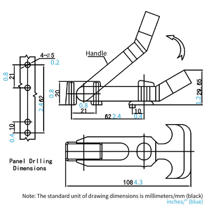 Black Toggle Lock Catch Clamp Clip Drawer Hasp Clasp Duck Billed Buckles for Toolbox, Trunk, Case and Chest DK610