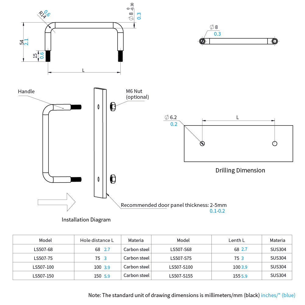 Pull Handle Slim Square Bar Drawer Handles Center to Center for Luggage Mechanical Equipment Cabinet Cupboard Handle DK507