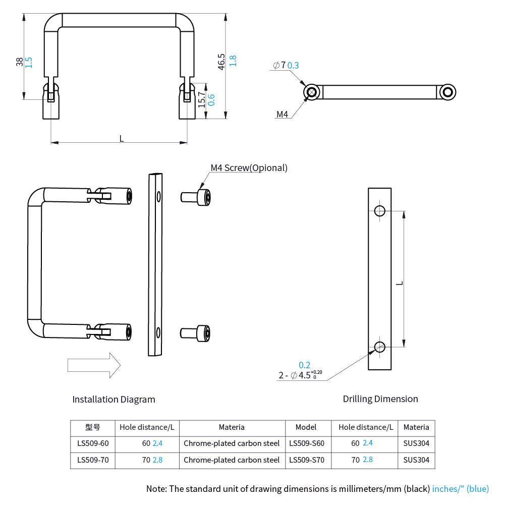 Folding Pull Handle Slim Square Bar Drawer Handles Center to Center for Luggage Mechanical Equipment Cabinet Cupboard Handle DK509