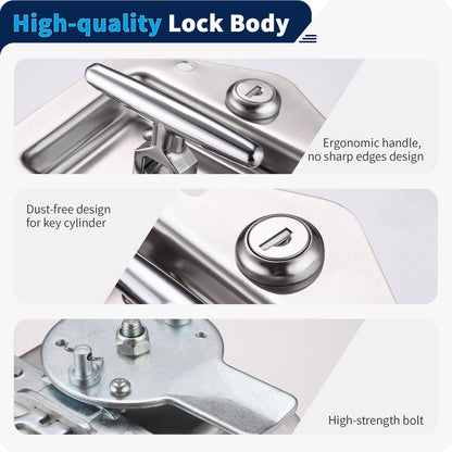 Loclink Truck Tool Box Latch Replacement Stainless Steel US General T-Handle Lock with Keys for Pickup Truck, RV, SUV, Caravan, Trailer Door, Power Distribution Cabinets MS858-4