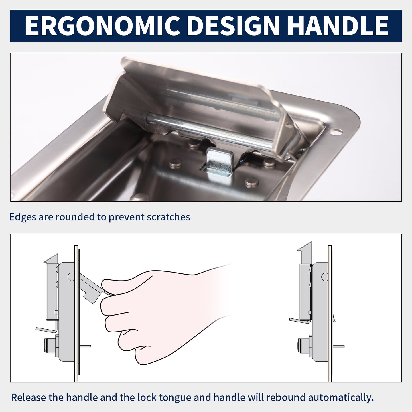 LOCLINK Truck Tool Box Latch Replacement, 304 Stainless Steel Paddle Latch Pull Handle Lock for RV Camper Trailer Door Electrical Cabinet MS858B